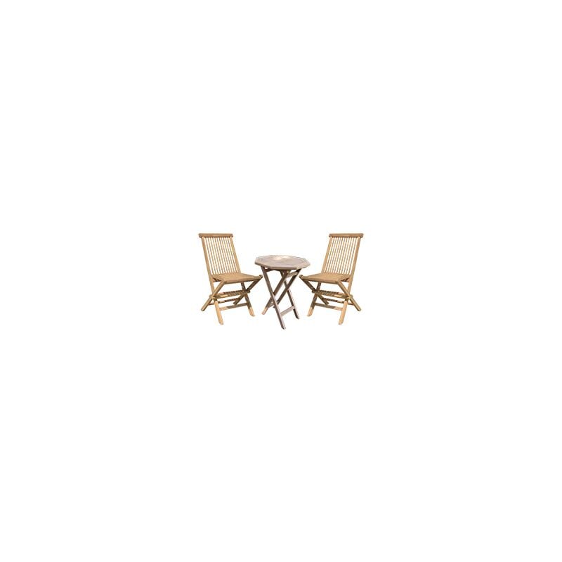 CHALET & JARDIN Ensemble de jardin en bois - 2 chaises pliantes + table basse octogonale pliante