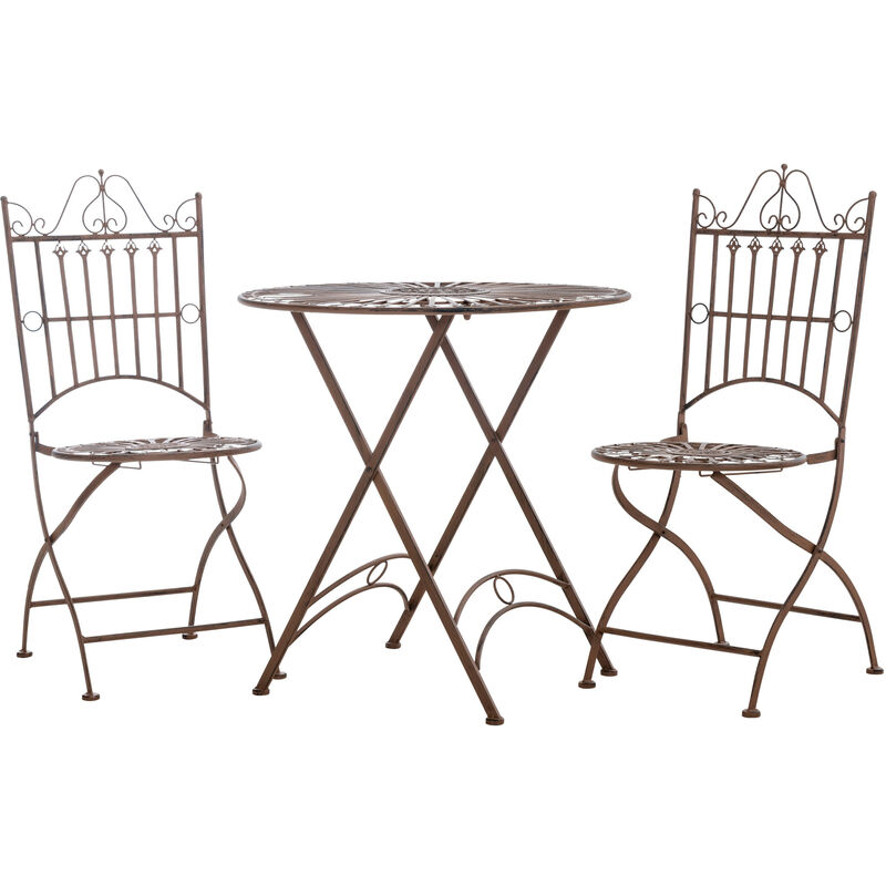 Beau ensemble avec chaises et table de jardin finement détaillée dans différentes couleurs colore : antique brun