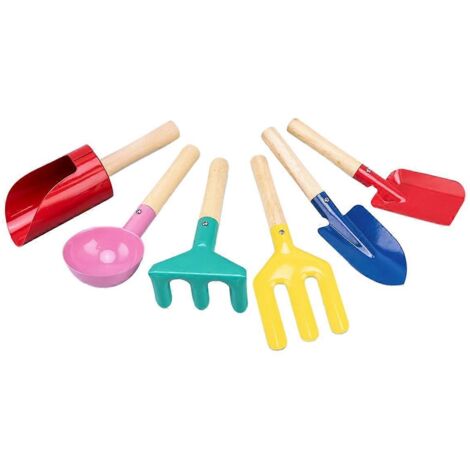 Ensemble de jardinage avec outils de jardin et manche en bois robuste, pelle sécurisée pour enfants.