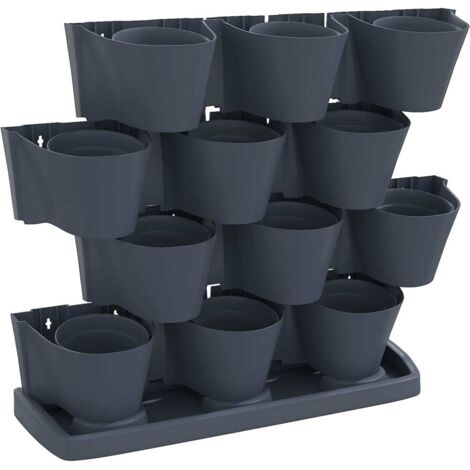 Ensemble de jardinières verticales 12 pcs Anthracite PP 97225