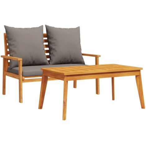 Ensemble de jardin，Mobilier de jardin avec coussin bois massif acacia CFW73974