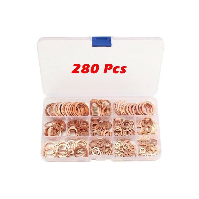 Ensemble de joints en cuivre 280 pièces joints d'étanchéité joints d'étanchéité solides bouchon de puisard huile marine Extrusion joint plat outils