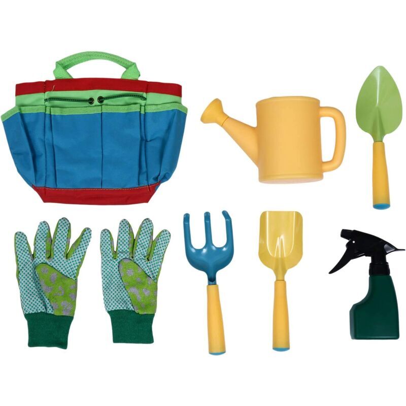 Fei Yu - Ensemble de jouets de plage pour enfants, seau de plage, arrosoir, pelle, râteau, gants de jardinage, kit d'outils d'extérieur avec sac de