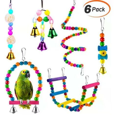 Ensemble de jouets pour perroquet Set Toys Ensemble de 6 jouets pour oiseaux