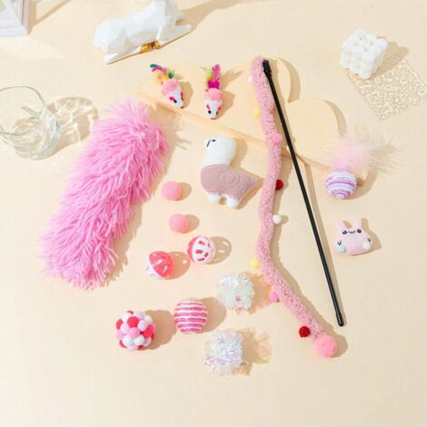 Ensemble de jouets roses pour chats, pour divertir votre chat et lutter contre l'ennui.