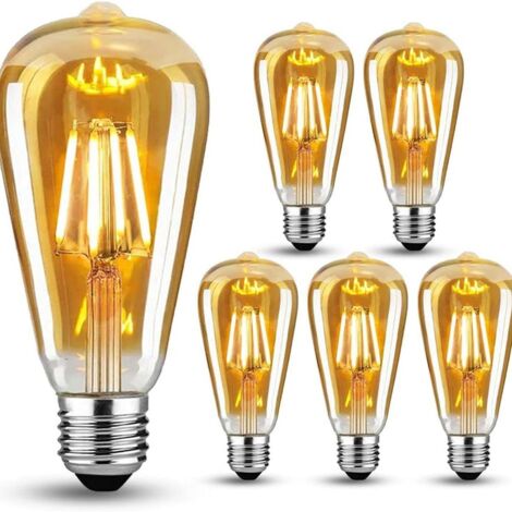 Ensemble de lampe avec 6 ampoules LED Edison vintage E27, 4W (équivalent 40W), lampe rétro KLB-AquaForge