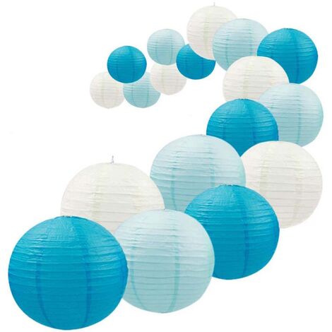 Ensemble de Lanternes en Papier Bleu Royal de 18 PièCes, Lanternes en Papier Chinois Japonais DéCoratives RéUtilisables, Assemblage Facile