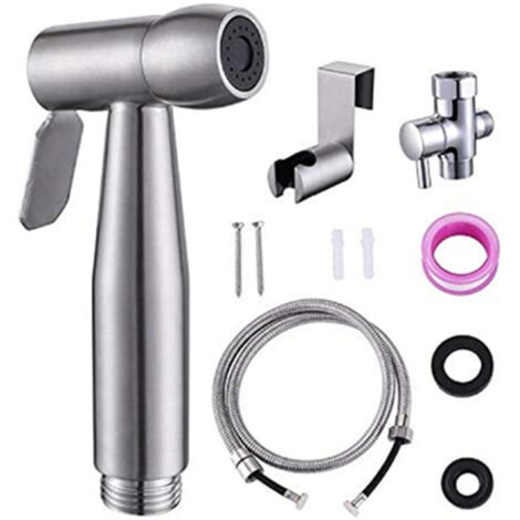 Ensemble de lavage haute pression en acier inoxydable 304, abattant de toilette standard américain 7/8, pommeau de chasse d'eau, pistolet de pulvérisation