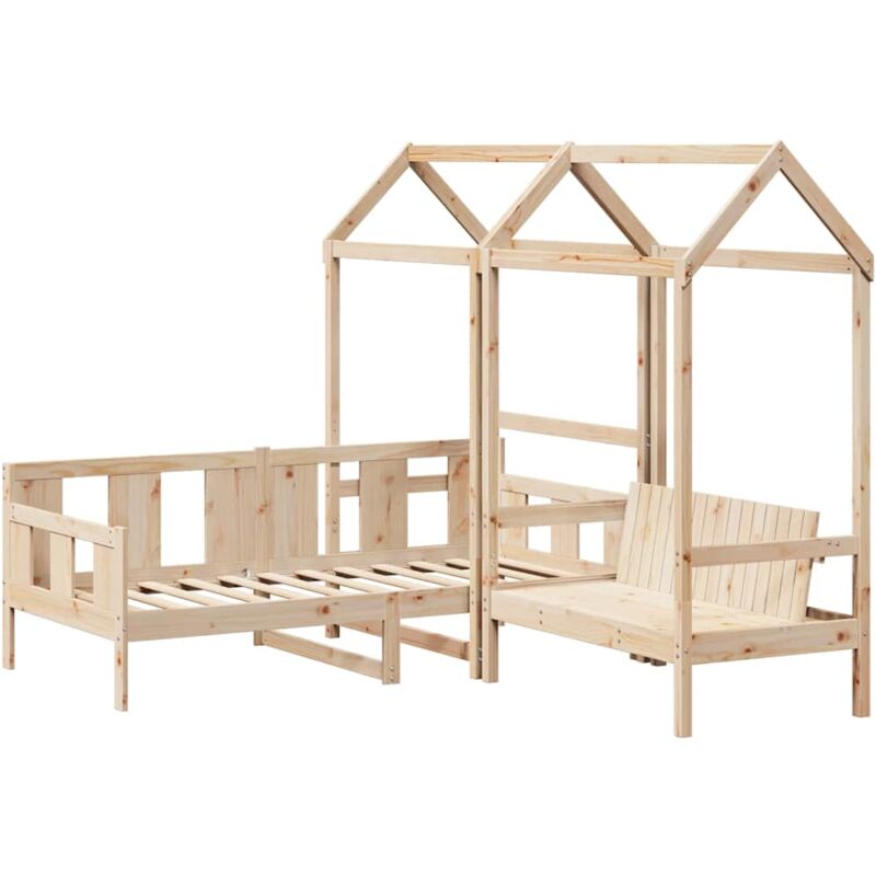 Vidaxl - Ensemble de lit de jour et de banc avec toit sans matelas