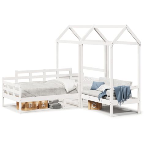 Ensemble de Lit simple，Lit adulte，Lit de jour et de banc et toit 80x200 cm pin massif CFW50289