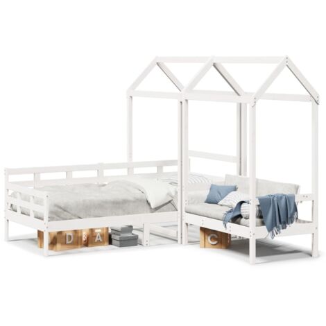 Ensemble de Lit simple，Lit adulte，Lit de jour et de banc et toit 80x200 cm pin massif CFW73659