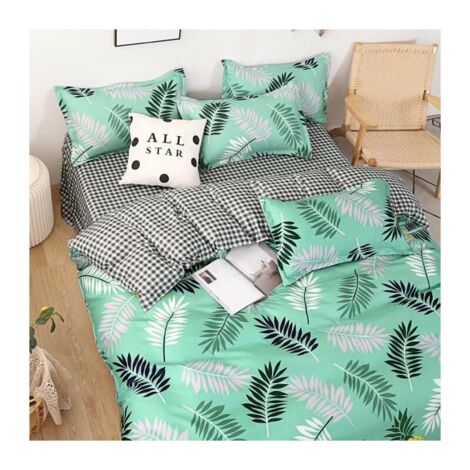 Ensemble de literie en coton quatre pièces, drap de lit imprimé sablé housse de couette dortoir 1,8 mètres ensemble quatre pièces (ananas doux