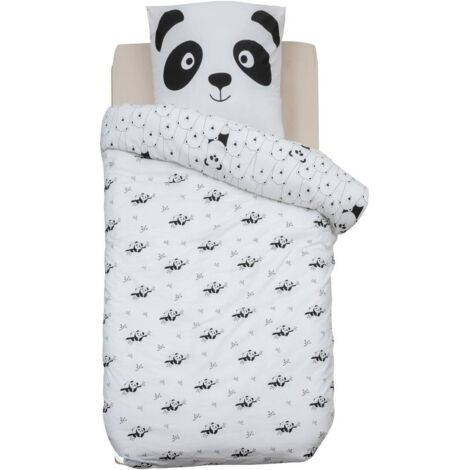 Ensemble de literie enfant 2 pièces Panda Andy, coton, violet, 140 x 200 cm