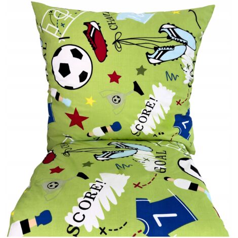 ENSEMBLE DE LITERIE POUR ENFANT 120x160 EN COTON 3 PIÈCES MOTIFS FOOTBALL GARÇON