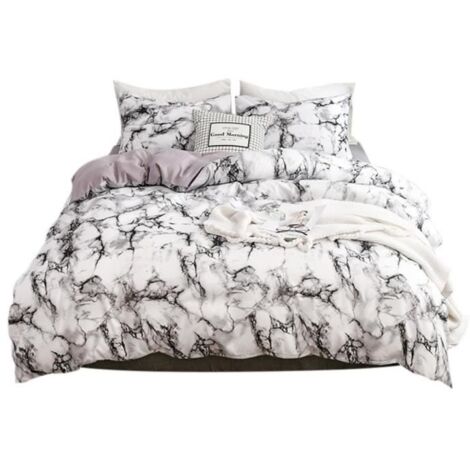 Ensemble de literie - Tbest - EU-Double - Housse de couette marbrée - 3 pièces - Polyester doux