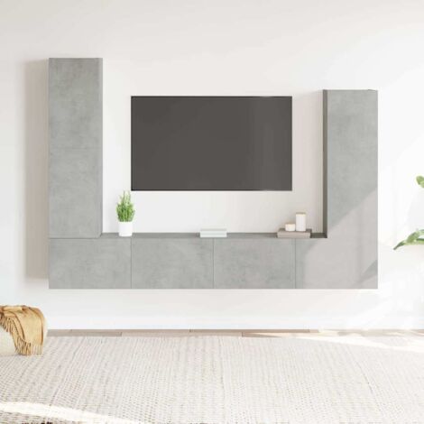 Ensemble de Lot de 4 Meubles TV,Banc TV Gris béton Bois d'ingénierie -BV88702