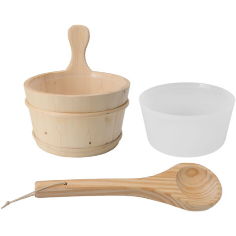 Ensemble de louche de seau de Sauna en bois 4L accessoires de Sauna avec revêtement en plastique pour baignoire de Massage de piscine SPA