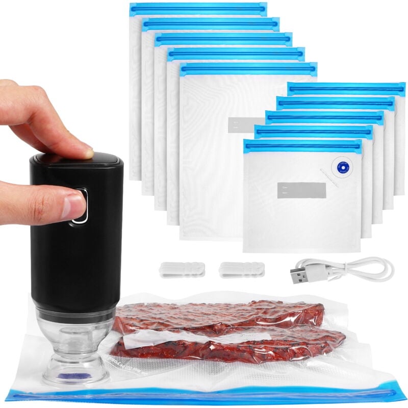 Ensemble de machine à sceller sous vide électrique avec pinces de scellage pour sacs à fermeture éclair pour la cuisson et le stockage des aliments