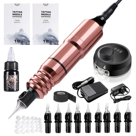 Ensemble de machine à tatouer stylo de tatouage moteur Xia une machine à tatouer équipement de tatouage en or rose