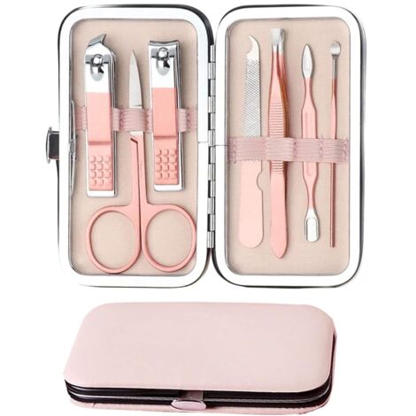 Ensemble de manucure [7 pièces], kit de pédicure, ensemble de coupe-ongles, ciseaux à ongles, étui pour coupe-ongles, coupe-ongles professionnel en acier inoxydable pour pédicure, outils de soin des o
