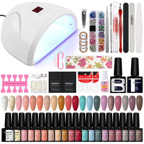 Ensemble de manucure Gel Vernis À Ongles Ensemble Avec UV LED Lampe Poly Gel À Ongles pour Ongles Gel Pour Extension Gel Ongles Kit Complet Ensemble de Clou,36W 20PC Set2,Fédération de russie