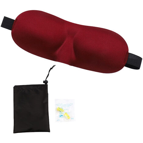 Ensemble de masque pour les yeux et de bouchons d'oreille avec sangles réglables pour la sieste, le sommeil, les voyages Rouge