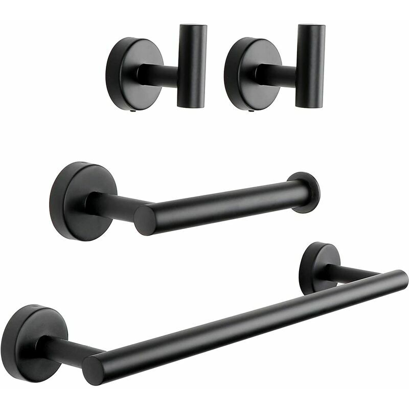 Ensemble de matériel de salle de bain 4 pièces, mural SUS304 comprenant un porte-serviettes de 16 pouces, un porte-papier hygiénique et 2 crochets à