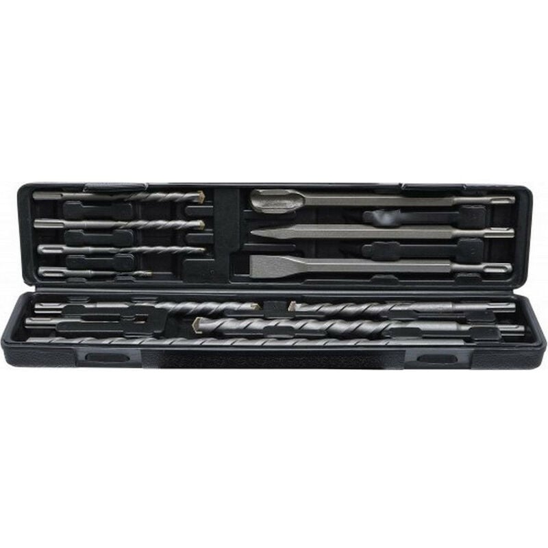 Coffret trepans 12 forets burins a maconnerie/beton emmanchement sds de 5 a 20mm
