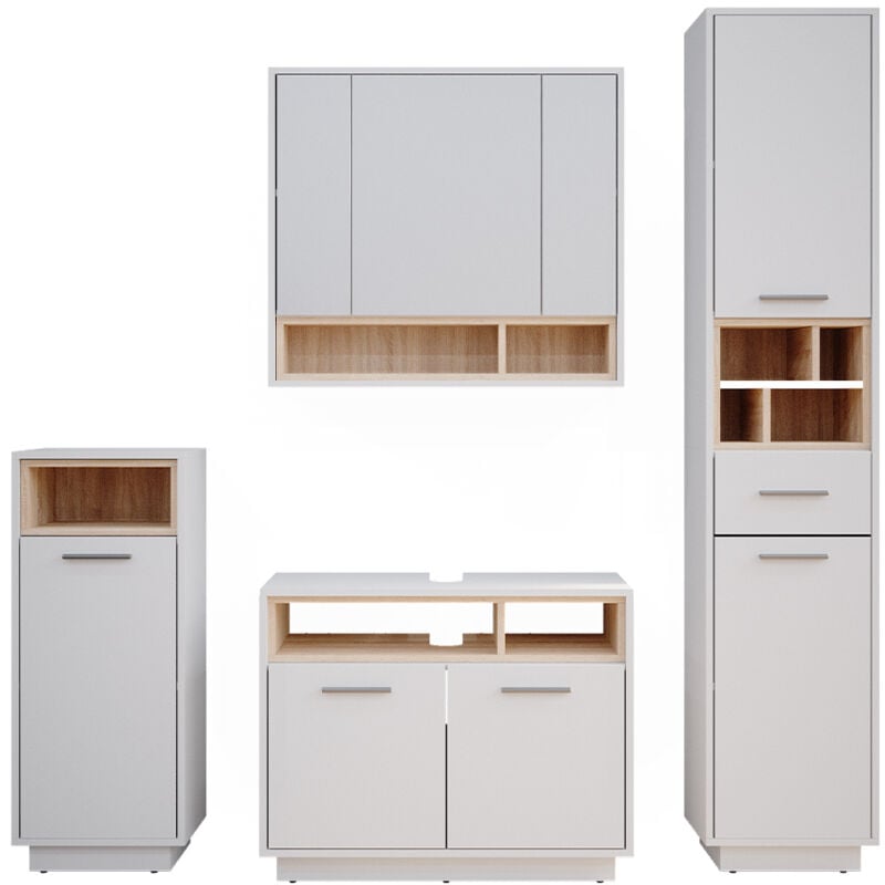 Vicco - Ensemble de meubles de salle de bain Beatrice, Blanc, 4 parties