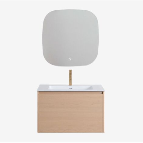 Ensemble de meuble de salle de bain en bois avec lavabo intégré Jacob SKLUM