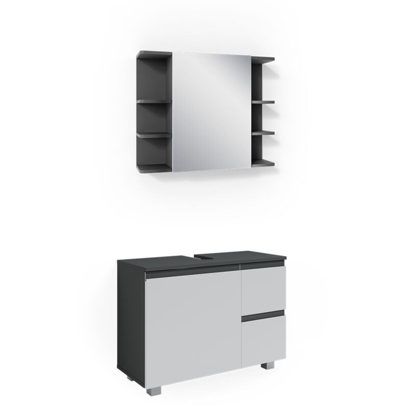 Vicco - Ensemble de meubles de salle de bain J-Shape, Anthracite, 2 pièces