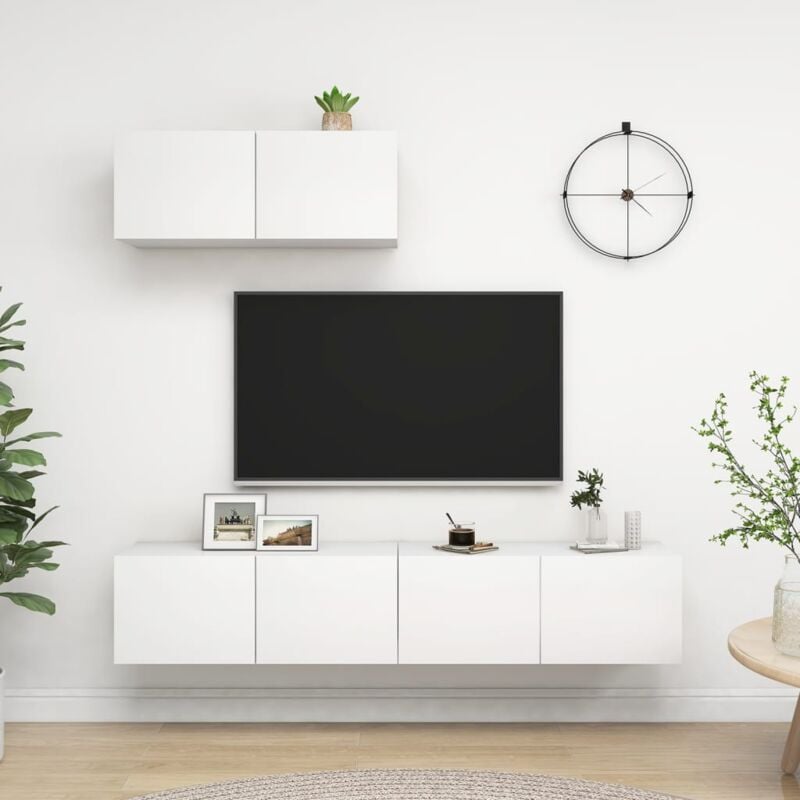 Vidaxl - Meubles tv 3 pcs Blanc Aggloméré
