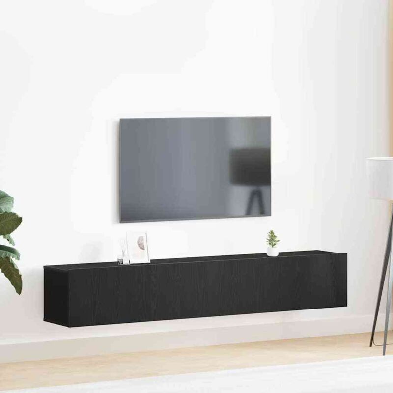 Ensemble de meuble tv 2 pièces noir en bois d'ingénierie Vidaxl