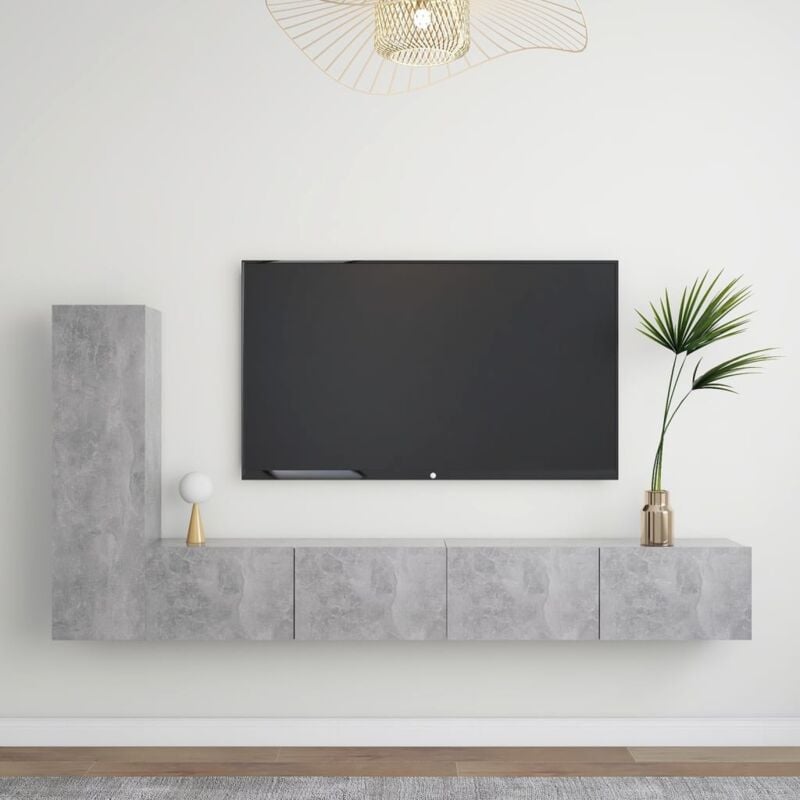 Ensemble de meubles TV 3 pcs Gris béton Bois d'ingénierie vidaXL