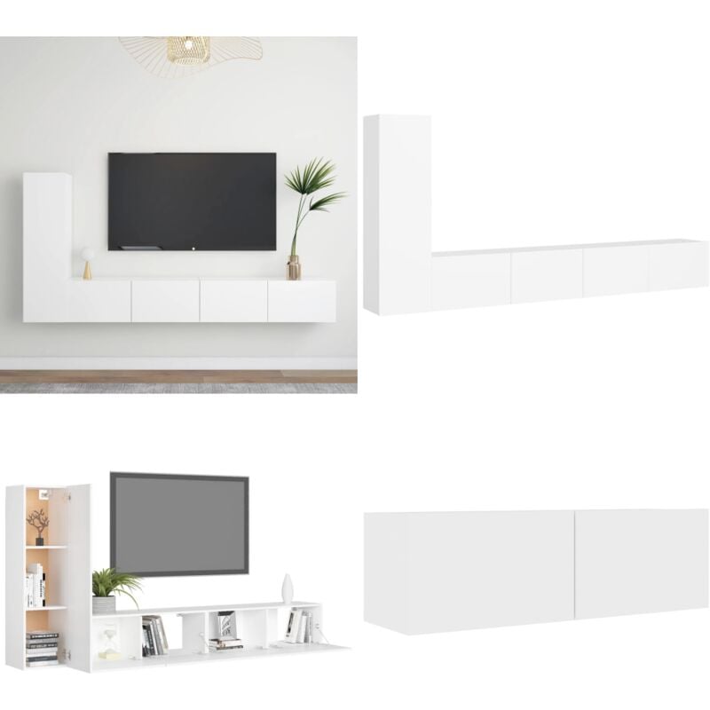 Vidaxl - Ensemble de meubles tv 3 pcs Blanc Bois d'ingénierie - Meuble Tv Suspendu - Meuble Tv Blanc - Ensemble Meuble Tv - Armoire Hifi - Rangement