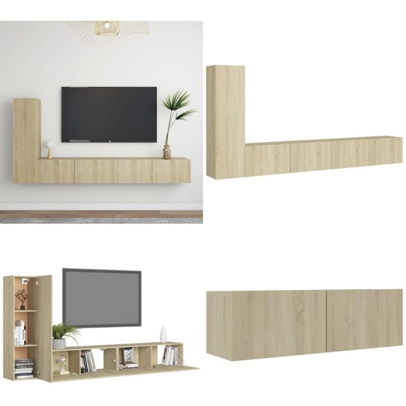 Vidaxl - Ensemble de meubles tv 3 pcs Chêne sonoma Bois d'ingénierie - Meuble Tv Suspendu - Meuble Tv Mural - Ensemble Meuble Tv - Meuble Tv Chêne