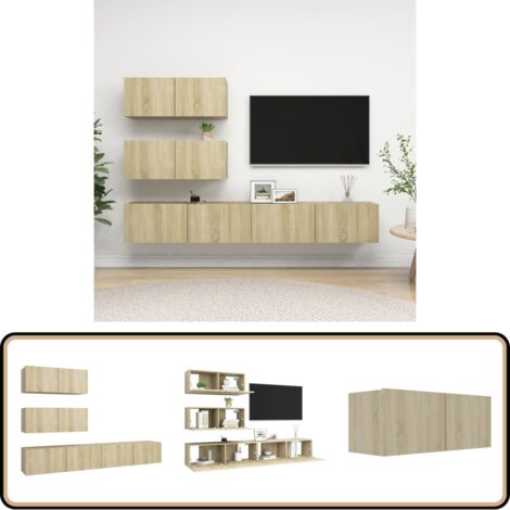Ensemble de meuble TV 4 pcs Chêne sonoma Bois d'ingénierie - Meubles Tv - Meuble Tv Suspendu - Meuble Hifi - Rangement Salon - Mobilier Salon
