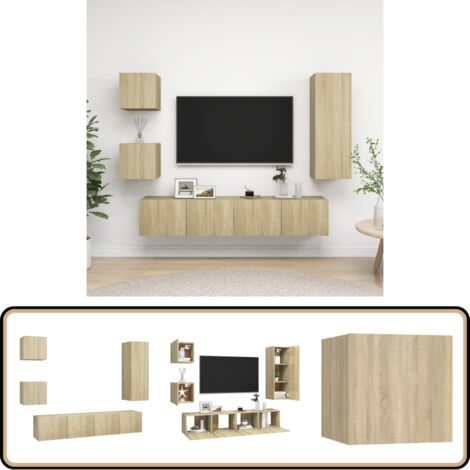 Ensemble de meuble TV 5 pcs Chêne sonoma Bois d'ingénierie - Meubles Tv Suspendus - Meuble Tv Chêne Sonoma - Ensemble Meuble Tv - Armoires Hifi - Meubles Salon