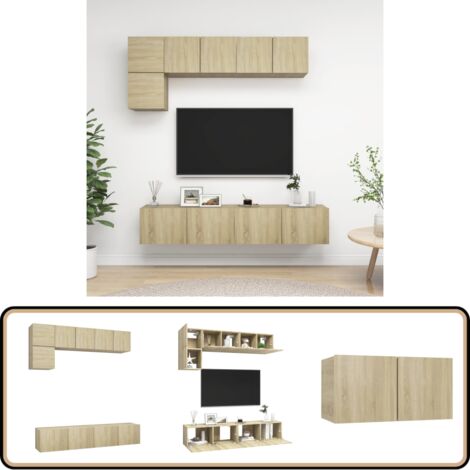 Ensemble de meuble TV 5 pcs Chêne sonoma Bois d'ingénierie - Meubles Tv Suspendus - Meuble Tv Mural - Ensemble Meuble Tv - Meuble Tv Chêne Sonoma - Meubles Salle De Séjour