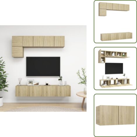 Ensemble de meuble TV 5 pcs Chêne sonoma Bois d'ingénierie - Meubles Tv Suspendus - Meuble Tv Mural - Ensemble Meuble Tv - Meuble Tv Chêne Sonoma - Meubles Salle De Séjour