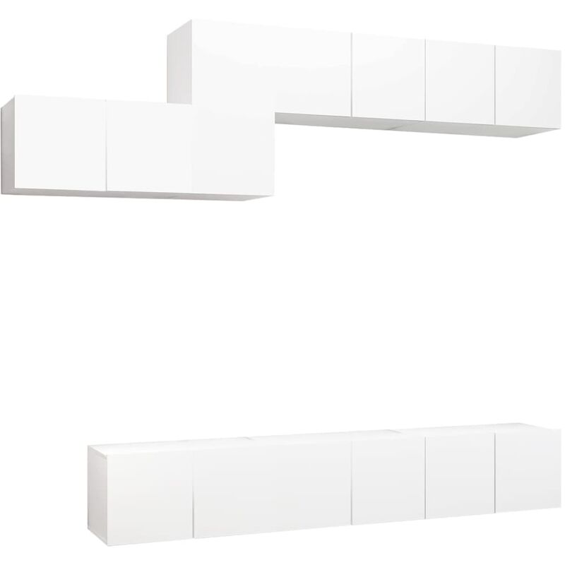 Vidaxl - Ensemble de meuble TV 7 pcs Blanc brillant Aggloméré