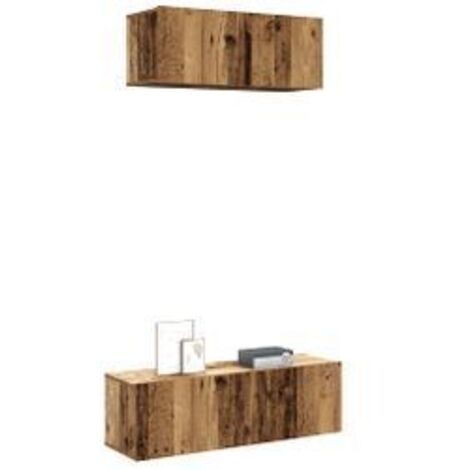 Ensemble de meuble TV mural 2 pcs vieux bois bois d'ingénierie