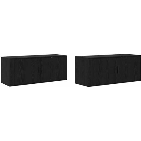 Ensemble de meuble TV mural 2 pcs，Banc Tv Moderne，Meuble De Rangement Chêne noir 100 x 34,5 x 40 cm CFW44164