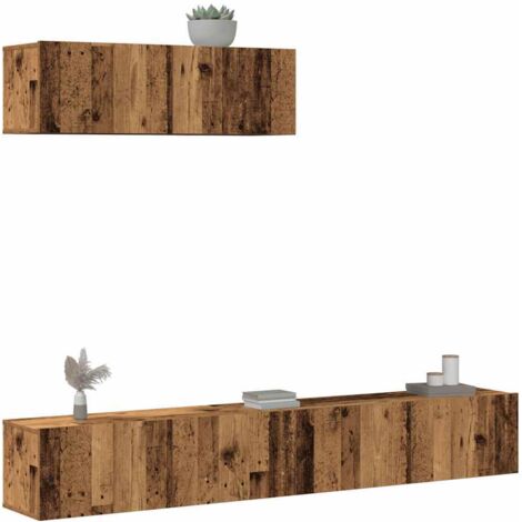Ensemble de meuble TV mural 3 pcs-Banc TV-Meuble Télé vieux bois bois d'ingénierie 485011
