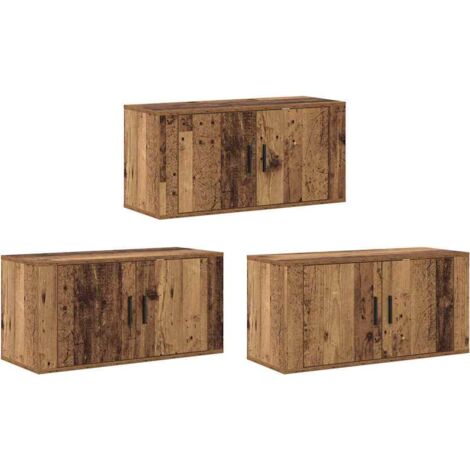 Ensemble de meuble TV mural 3 pcs，Banc Tv Moderne，Meuble De Rangement Bois Ancien 80 x 34,5 x 40 cm CFW51737