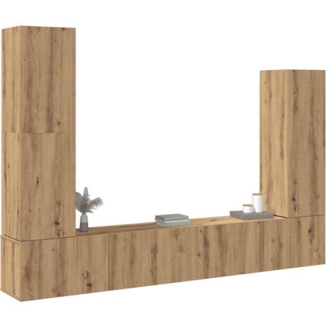 Ensemble de meuble TV mural 4 pcs-Banc TV-Meuble Télé chêne artisanal 949331