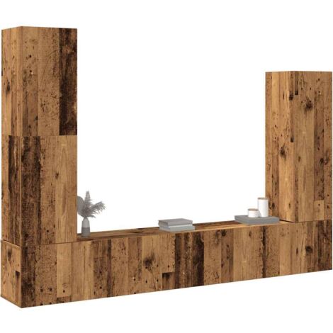 Ensemble de meuble TV mural 4 pcs-Banc TV-Meuble Télé vieux bois bois d'ingénierie 420598