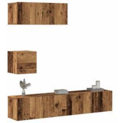 Ensemble de meuble TV mural 4 pcs vieux bois bois d'ingénierie