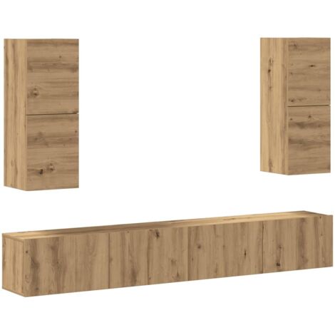 Ensemble de meuble TV mural 4 pcs，Banc TV，Armoire TV chêne artisanal CFW115118
