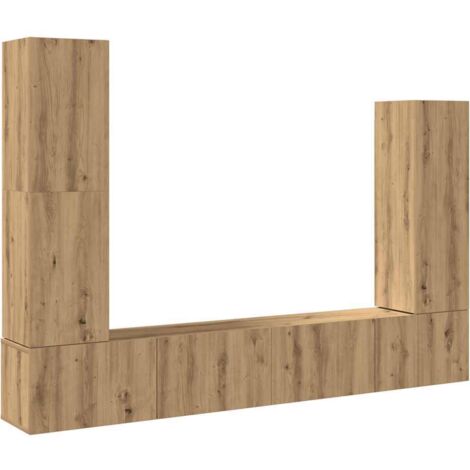 Ensemble de meuble TV mural 4 pcs，Banc TV，Armoire TV chêne artisanal CFW291413